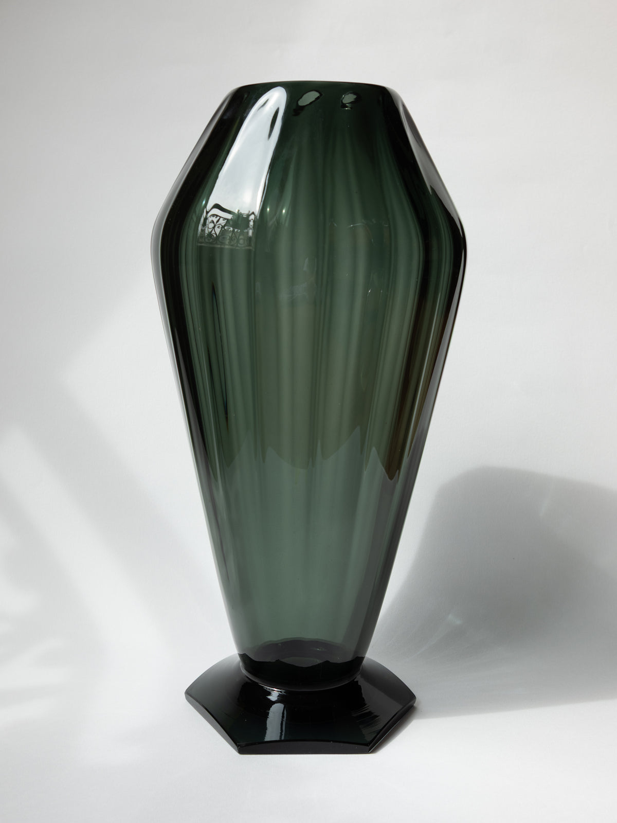 Monumental Faceted Glass Vase by André Delatte