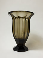 Art Deco Bohemia Faceted Crystal Vase Attributed to Moser in Eldor