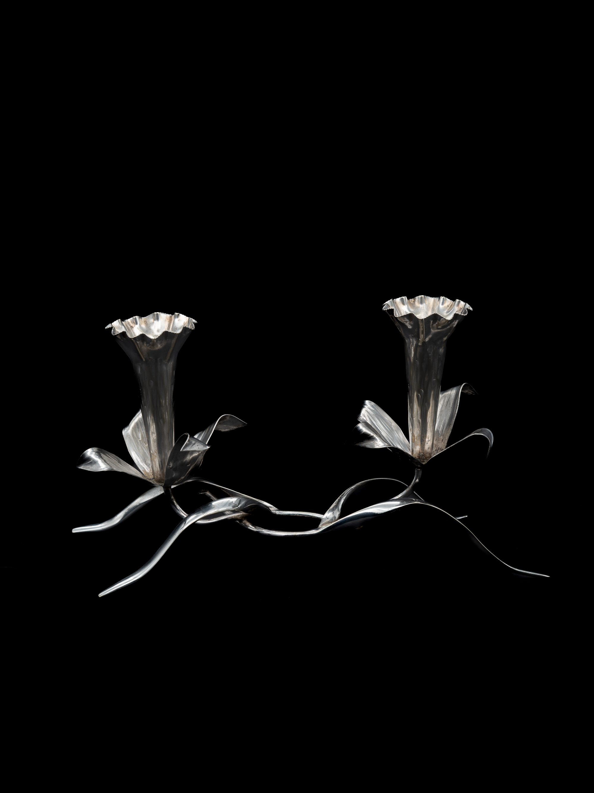 Art Nouveau Silver-Plated Lily Candleholder