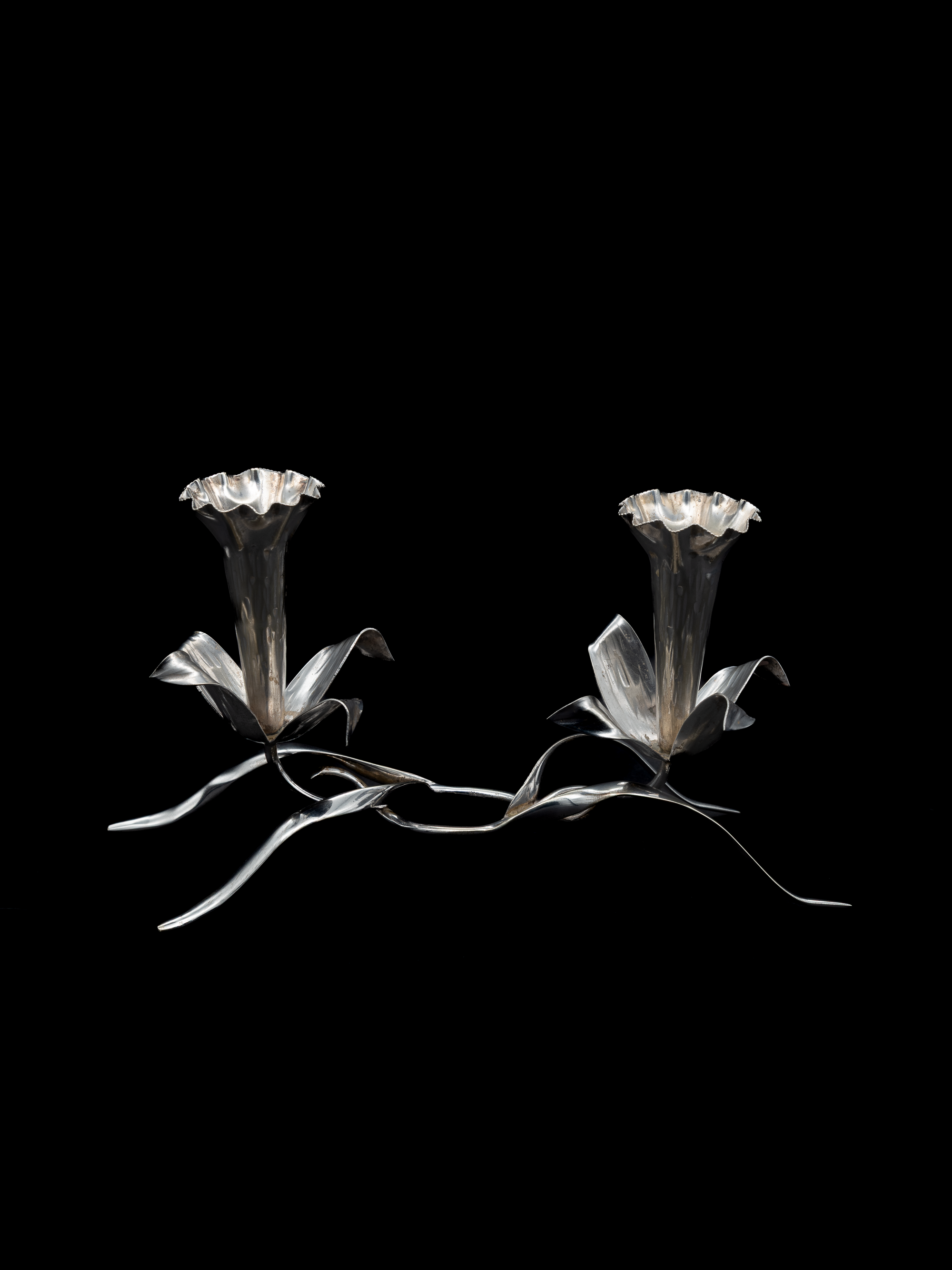 Art Nouveau Silver-Plated Lily Candleholder