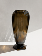 A Monumental French Art Deco Smoky Glass "Torsade" Vase by Delatte