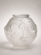 Art Deco "Galloping Horses" Frosted Glass Vase