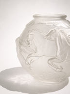 Art Deco "Galloping Horses" Frosted Glass Vase