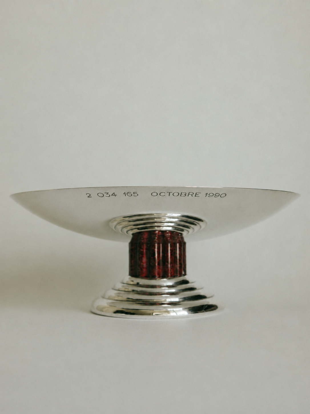 Puiforcat Silver-Plated Archival Tazza Centrepiece with Marbled Stem