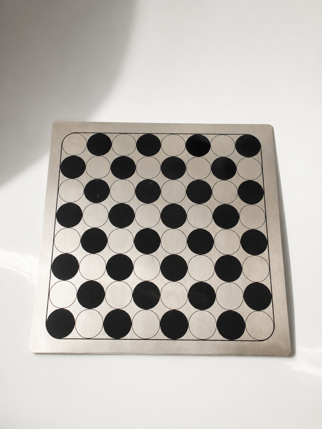 Italian Modernist "Cylinder" Chess Set in Brushed Stainless Steel