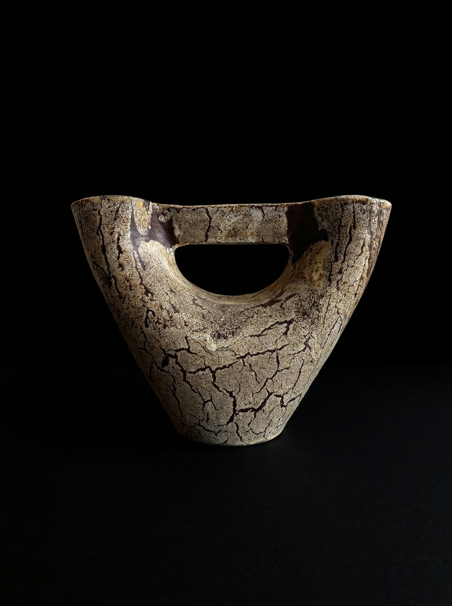 Brutalist Sculptural Ceramic Vase by Accolay