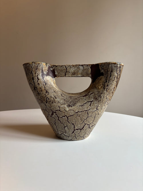 Brutalist Sculptural Ceramic Vase by Accolay