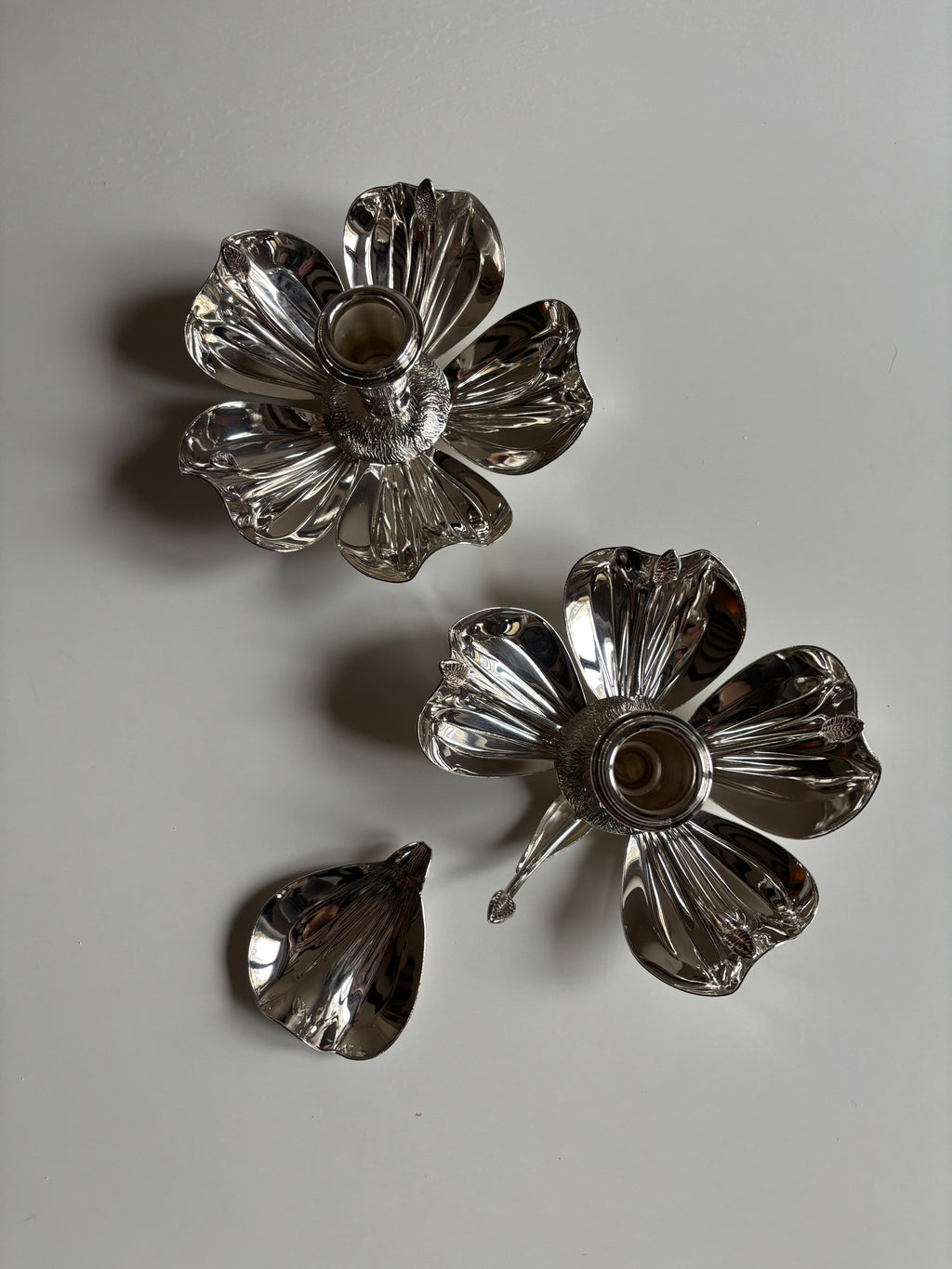 Silver-Plated Magnolia Candleholders