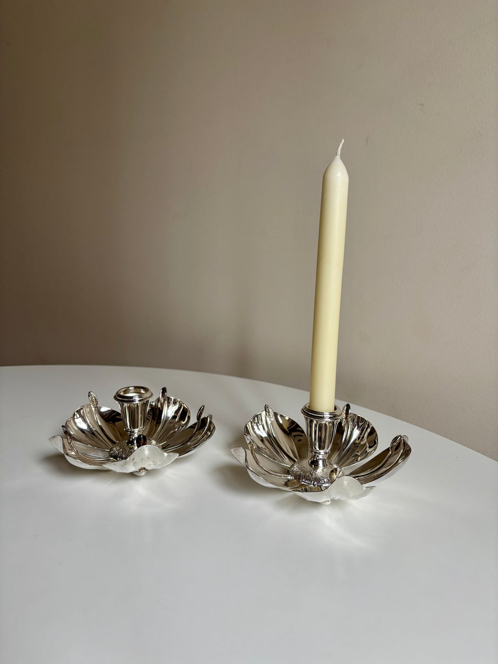 Silver-Plated Magnolia Candleholders