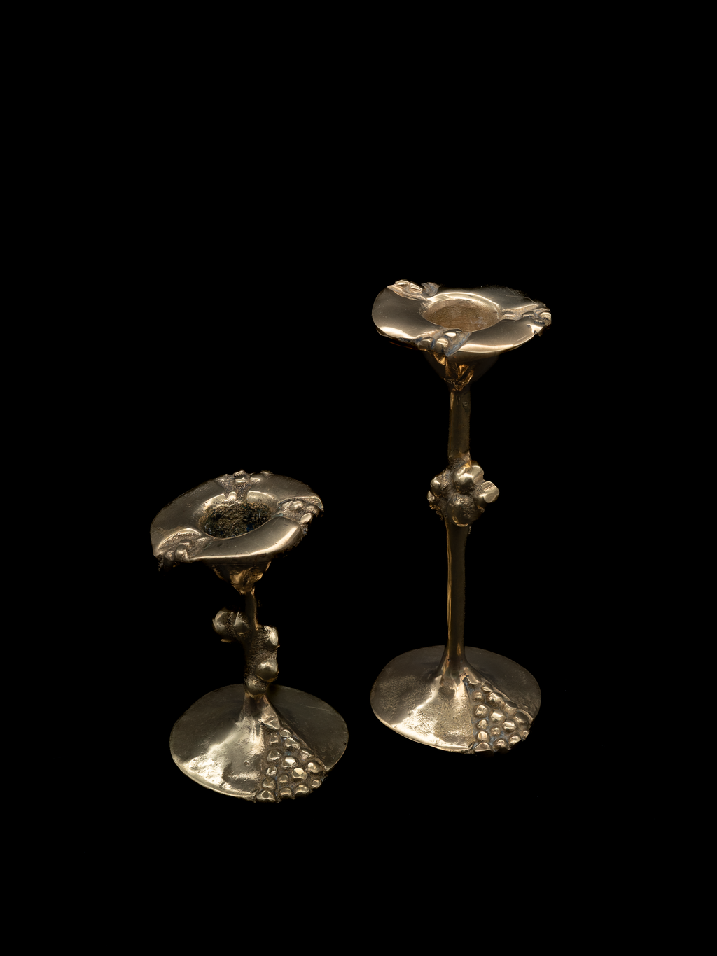 Kurt Jesch Sculptural Brass Candleholders