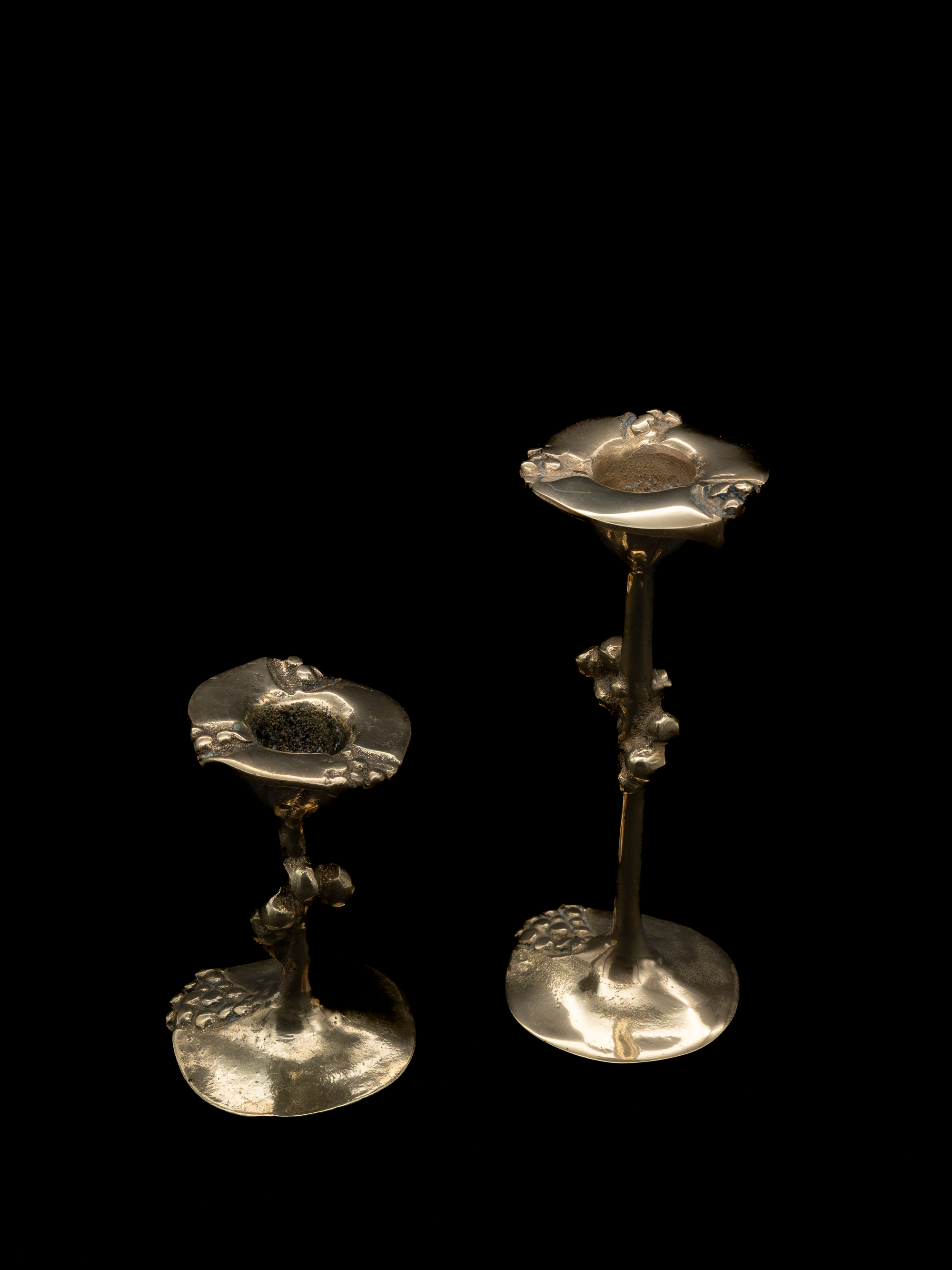 Kurt Jesch Sculptural Brass Candleholders