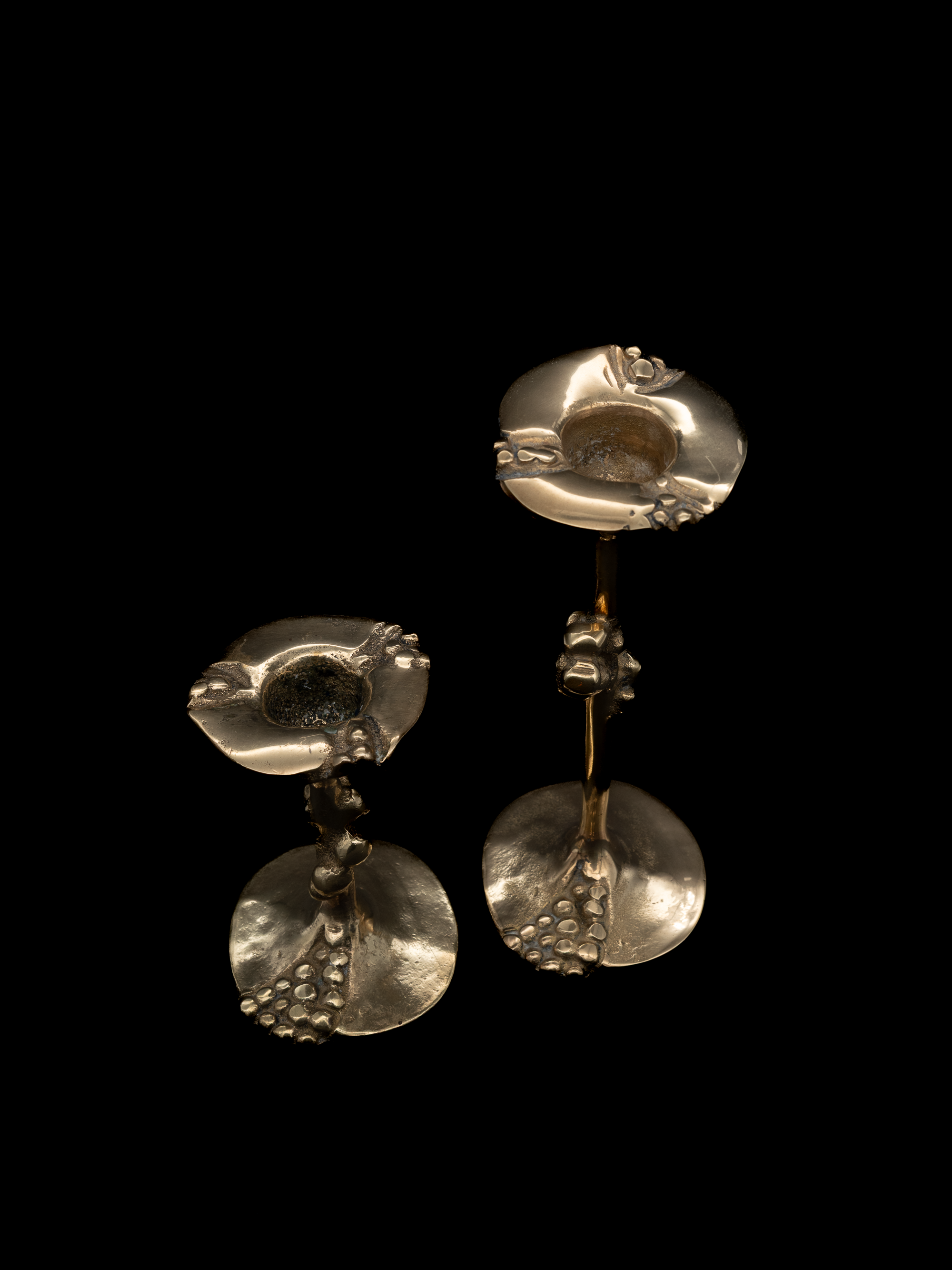 Kurt Jesch Sculptural Brass Candleholders