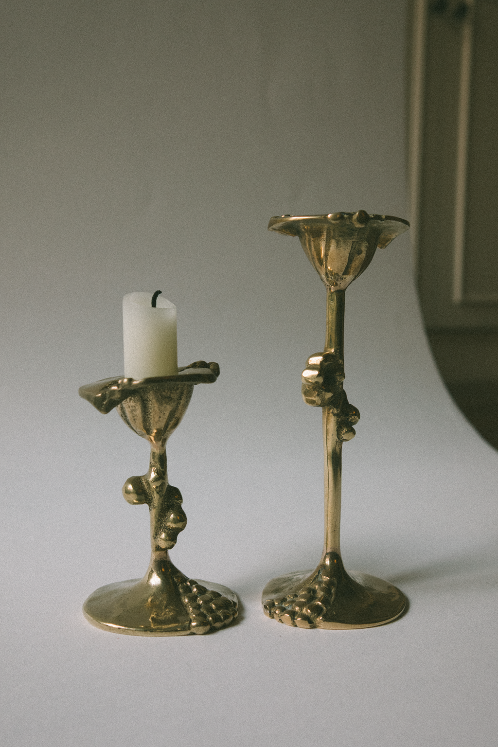Kurt Jesch Sculptural Brass Candleholders