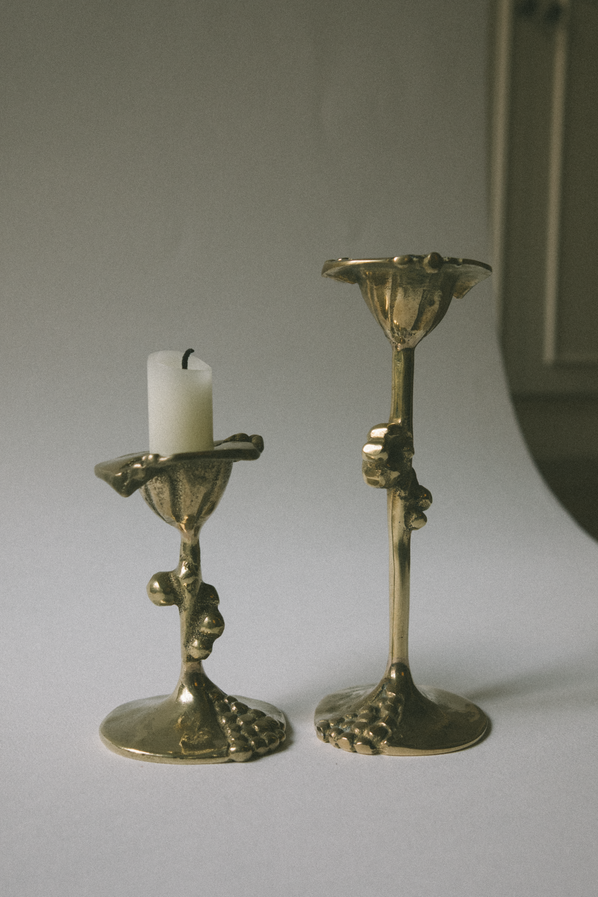 Kurt Jesch Sculptural Brass Candleholders