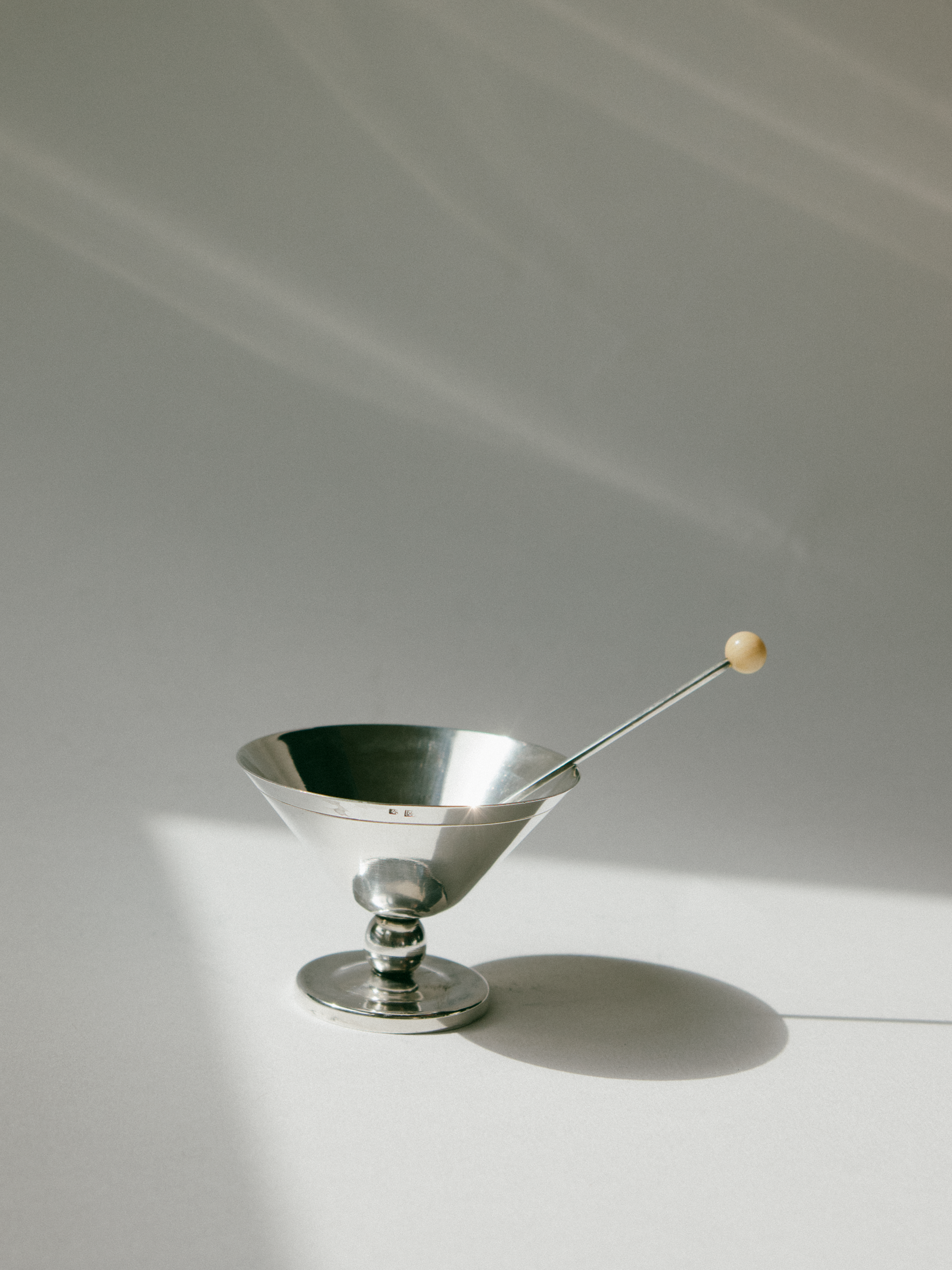 Set of Art Deco Silver-Plated Dessert Coupes with Beaded Spoons, France, c. 1930s