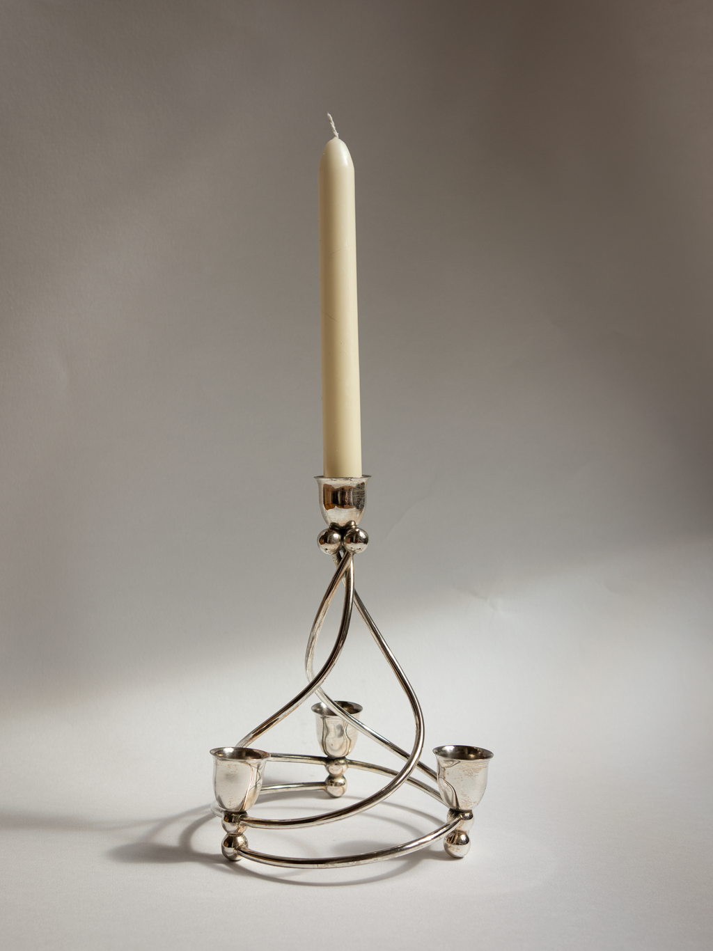 French Silver-Plated Art Deco Swirl Candelabra c. 1960s