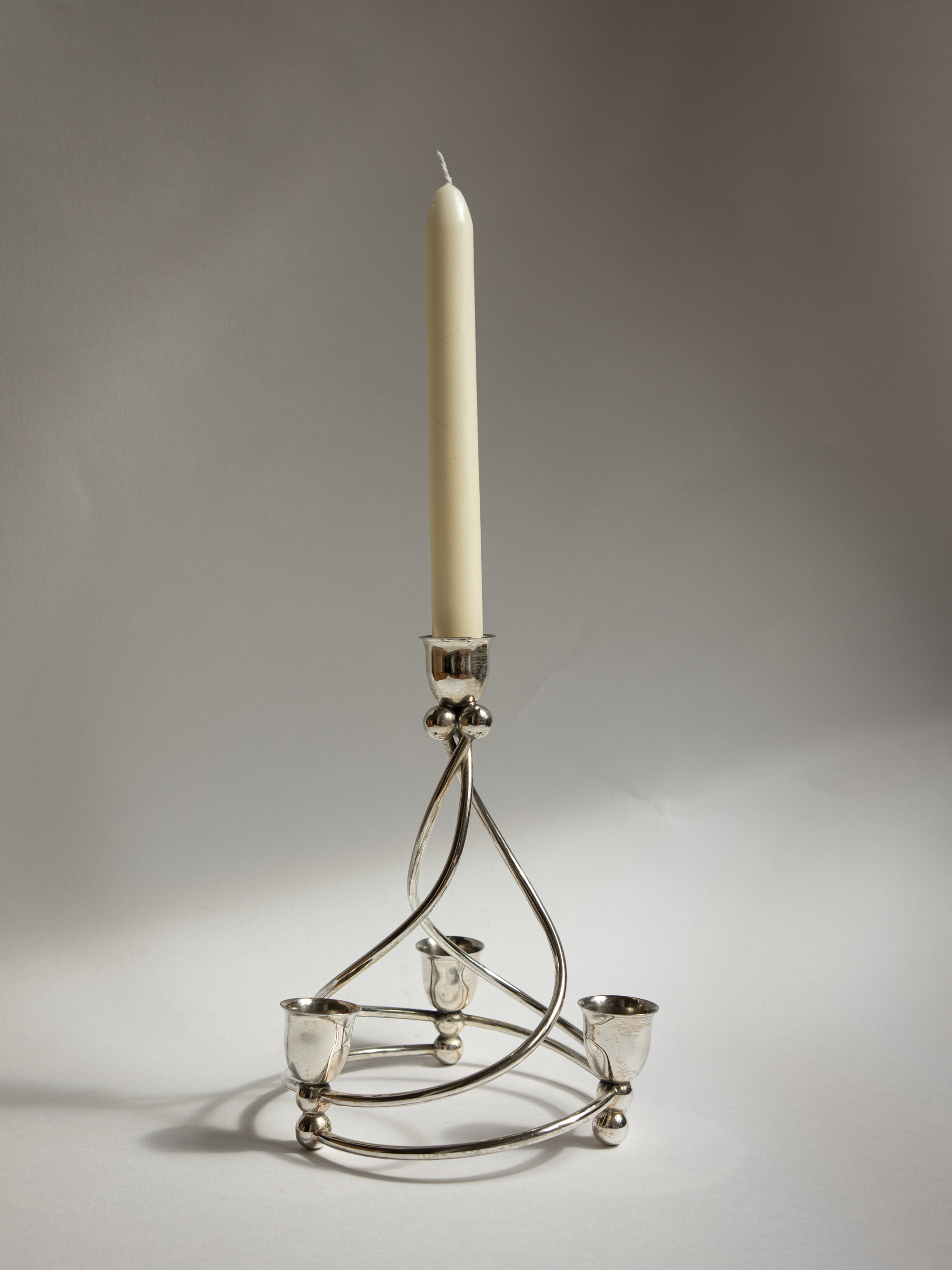 French Silver-Plated Art Deco Swirl Candelabra c. 1960s