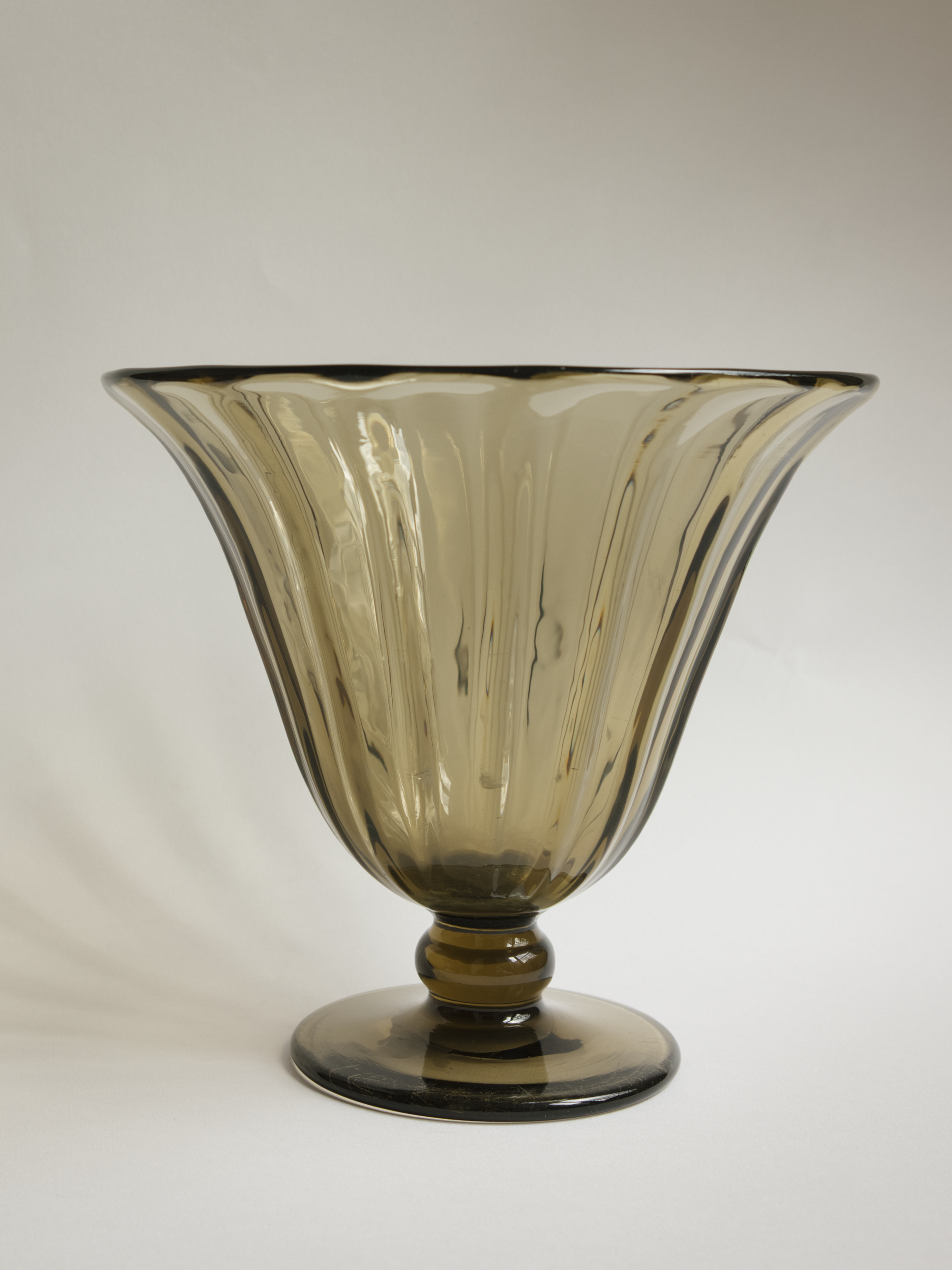 A Rare Art Deco Fumé Glass Tulip Vase by Muller Frères Lunéville