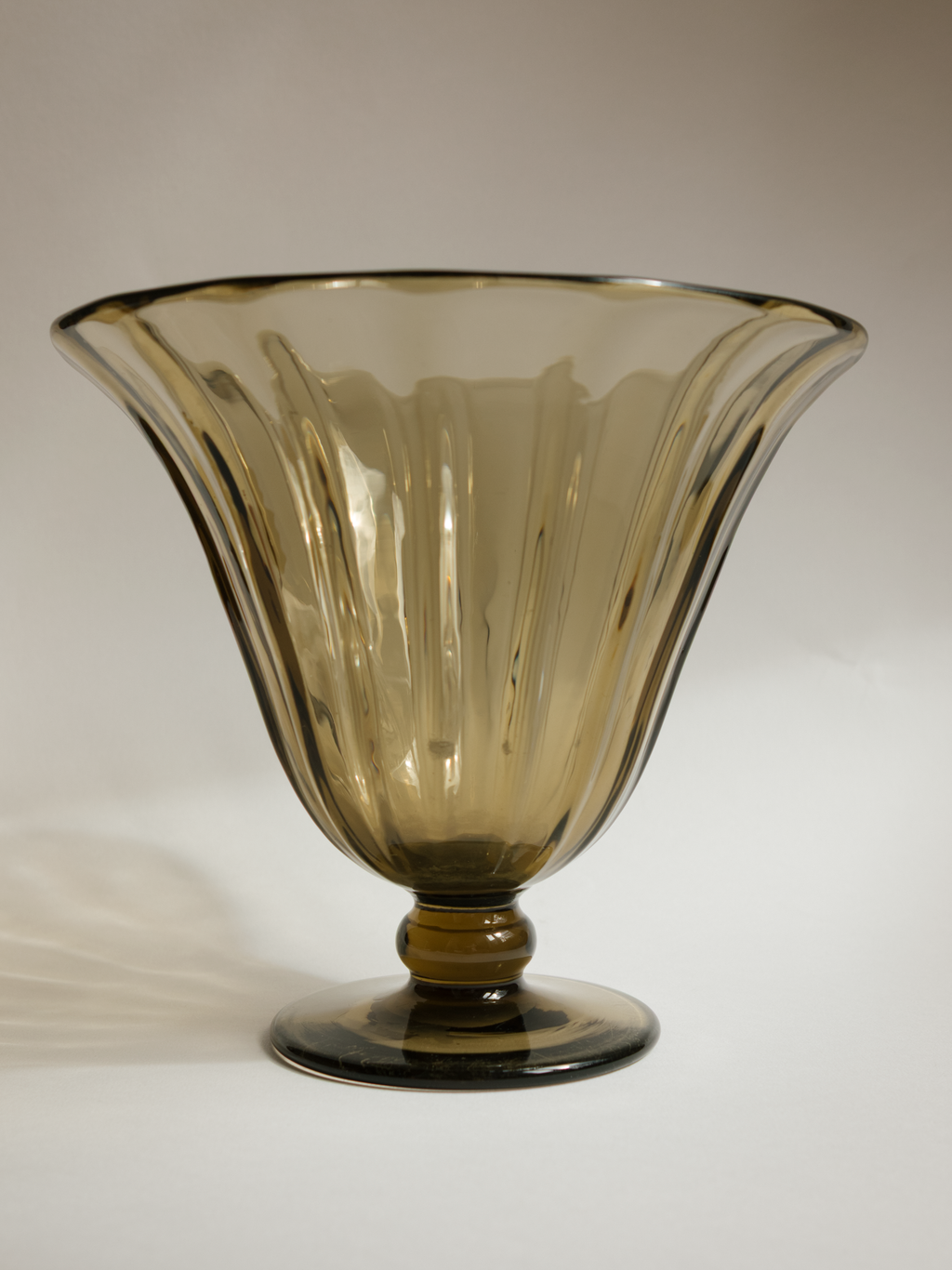 A Rare Art Deco Fumé Glass Tulip Vase by Muller Frères Lunéville