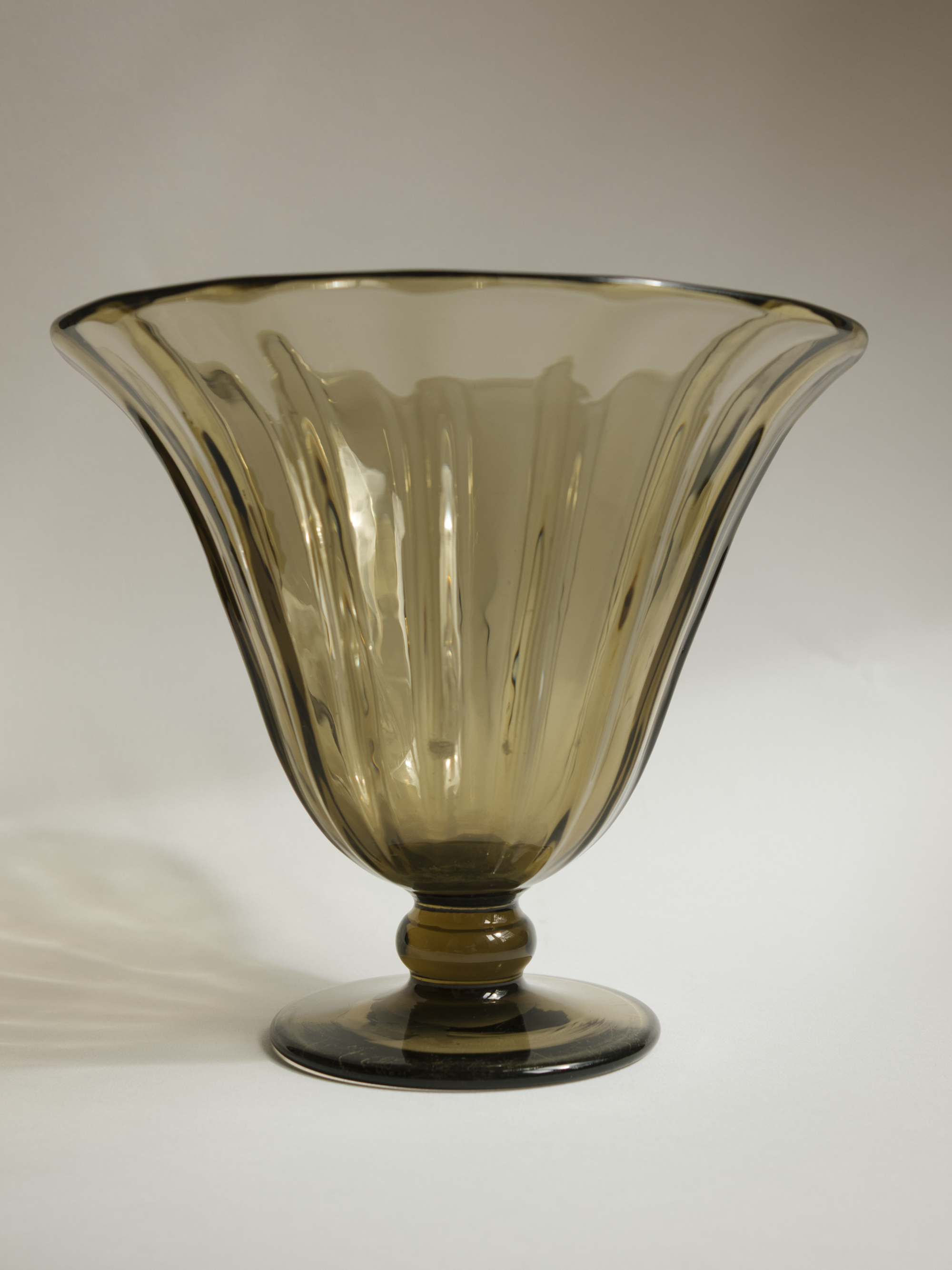 A Rare Art Deco Fumé Glass Tulip Vase by Muller Frères Lunéville