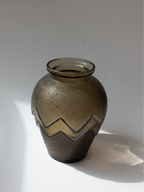 Art Deco Smoked Glass Chevron Vase