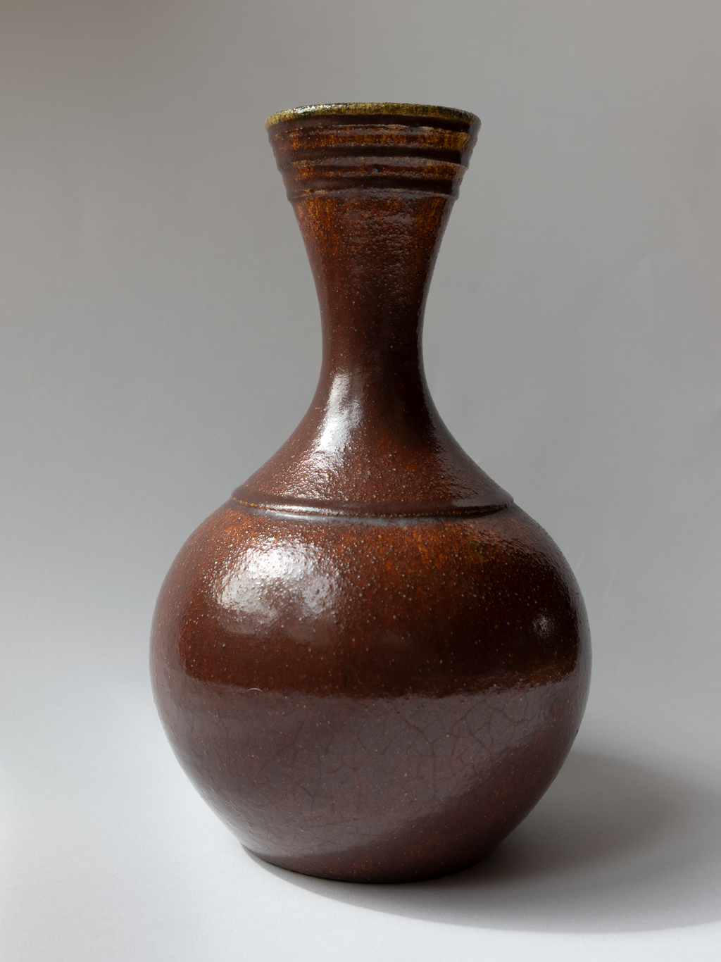 Large Accolay Potters Brown Glazed Ceramic Vase