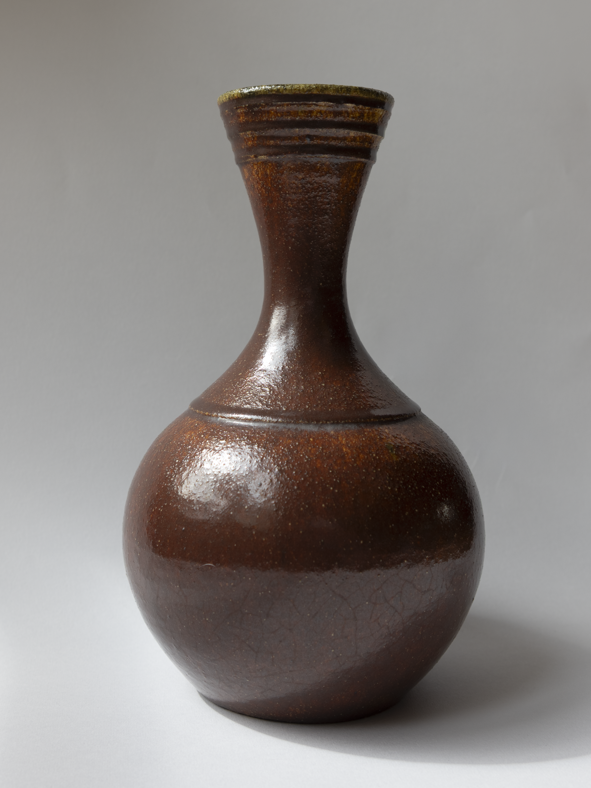 Large Accolay Potters Brown Glazed Ceramic Vase
