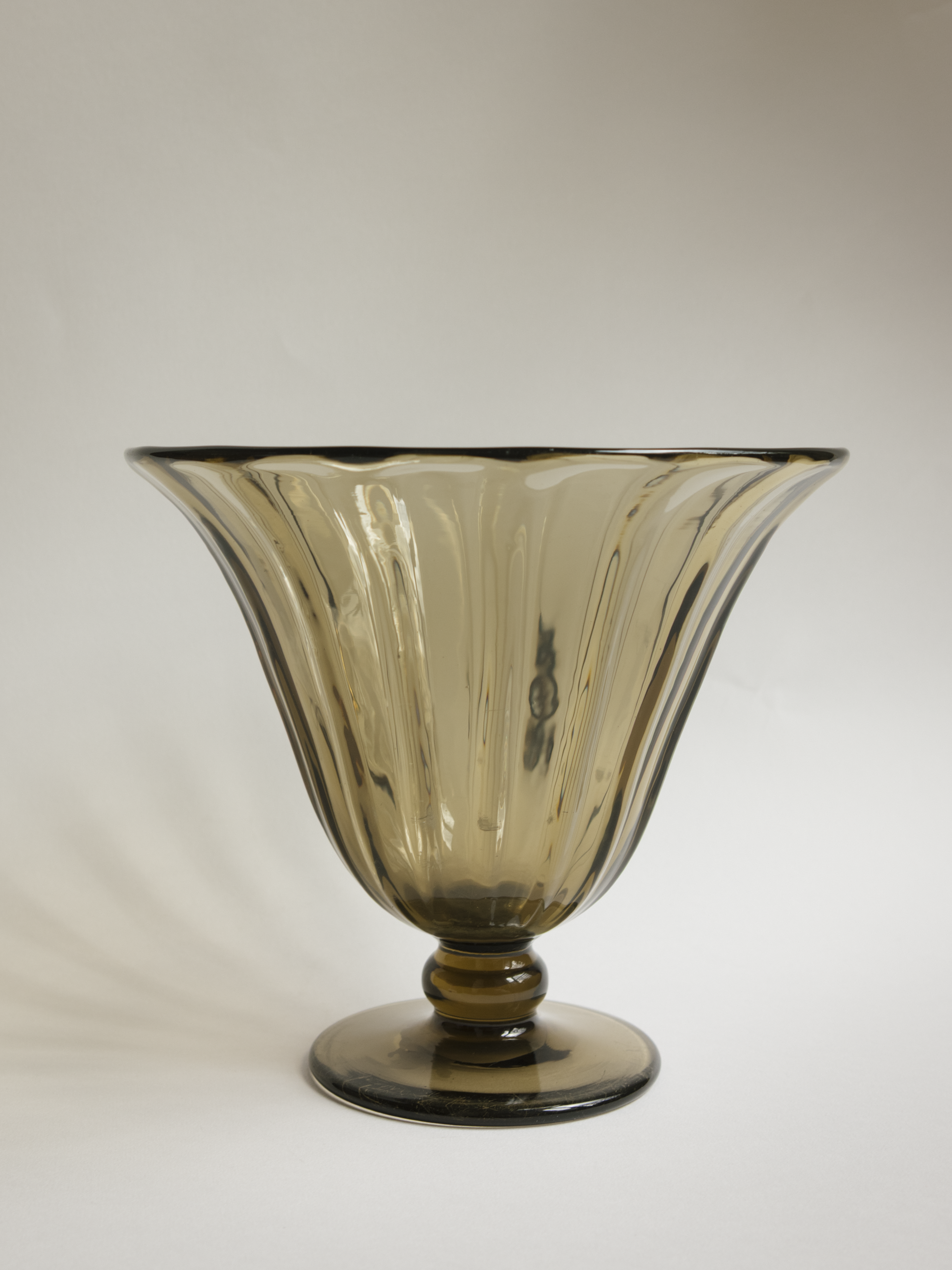 A Rare Art Deco Fumé Glass Tulip Vase by Muller Frères Lunéville
