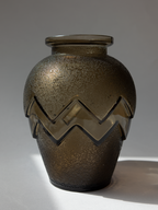 Art Deco Smoked Glass Chevron Vase