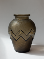 Art Deco Smoked Glass Chevron Vase