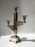 Bauhaus-Inspired Three-Arm Candelabra in Chrome-Plated Metal