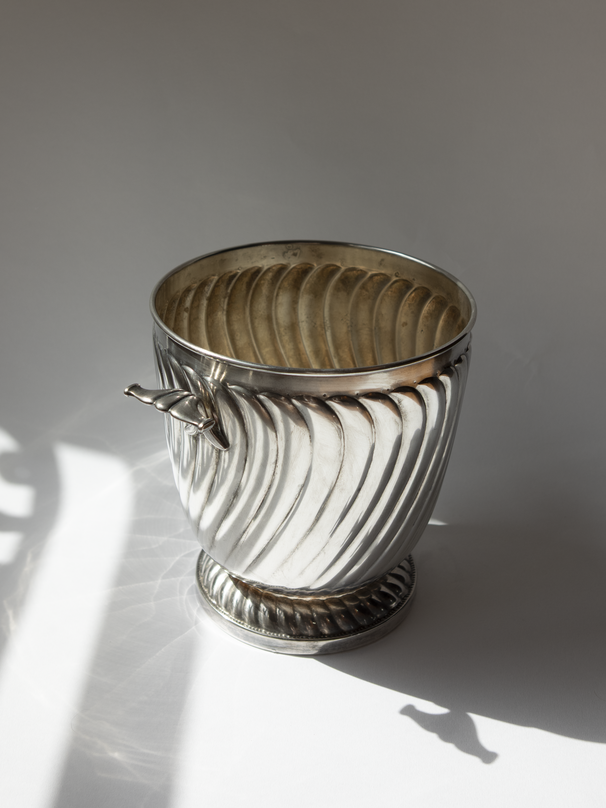 De Giovanni Milano Italian Silver-Plated Ribbed Champagne Bucket, c. 1970s