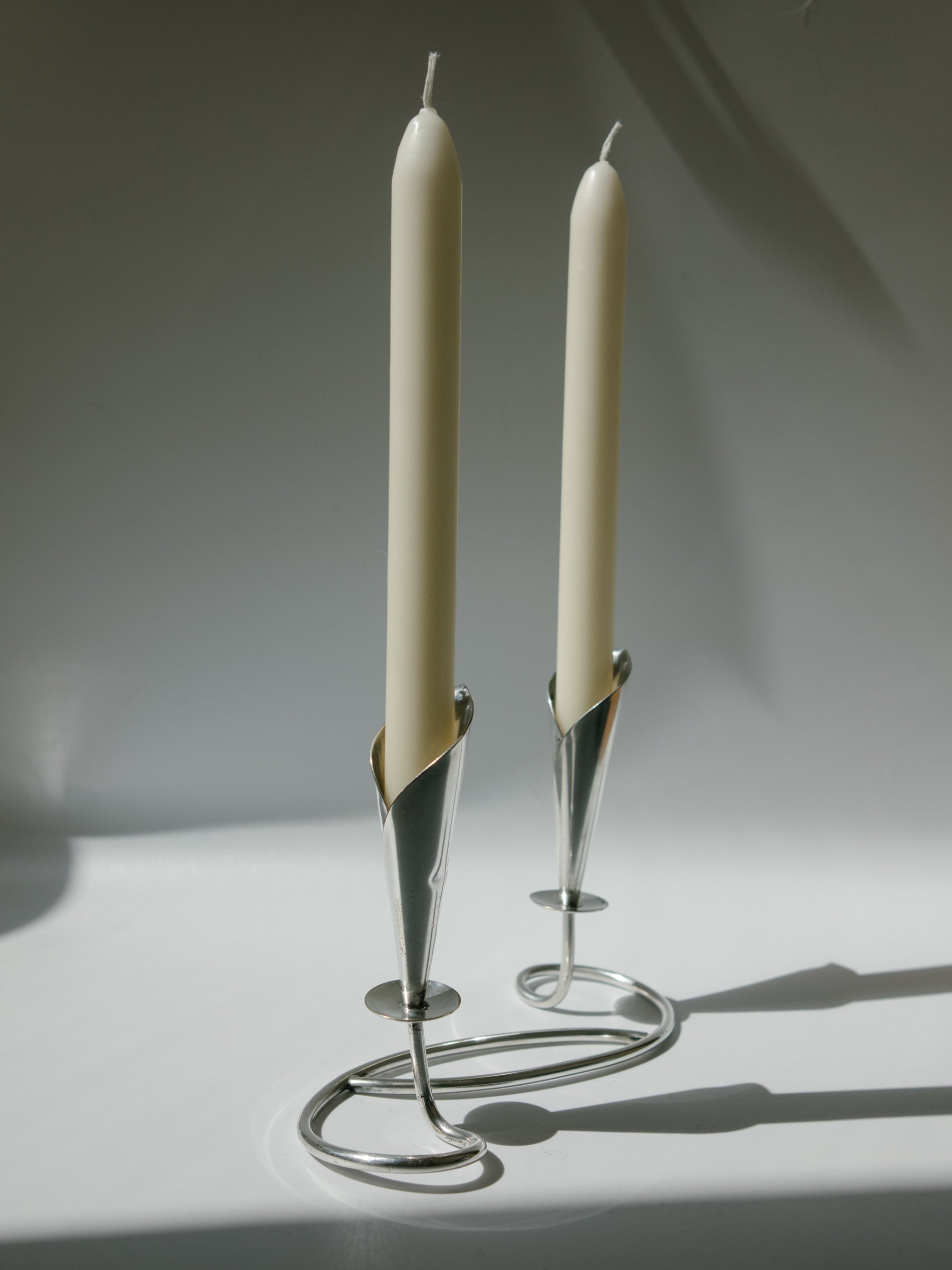 Hans Jensen Calla Lily Candle Holder, Silver-Plated, Denmark, c. 1960s
