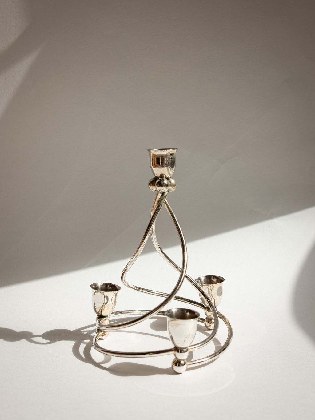 French Silver-Plated Art Deco Swirl Candelabra c. 1960s