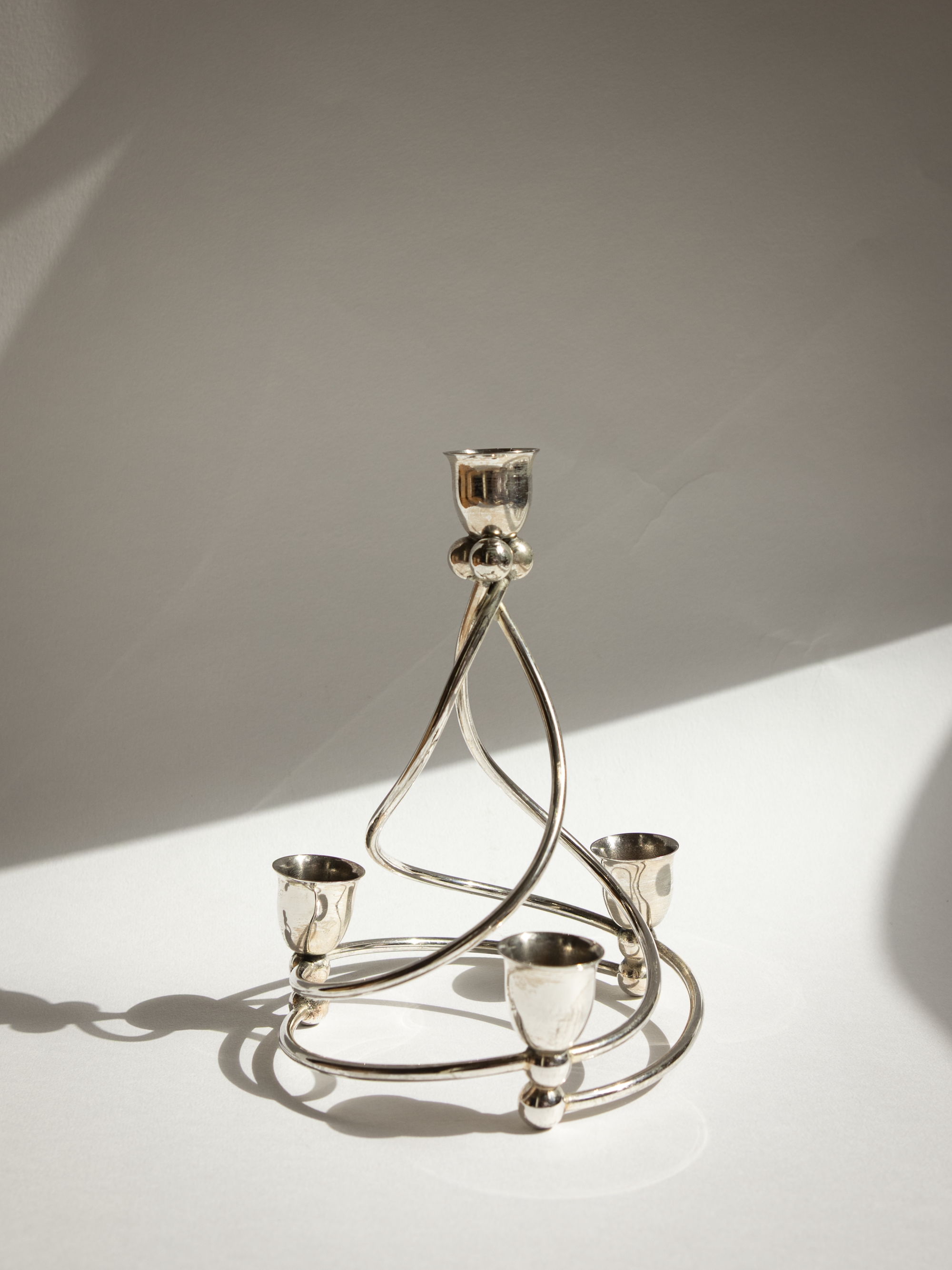 French Silver-Plated Art Deco Swirl Candelabra c. 1960s