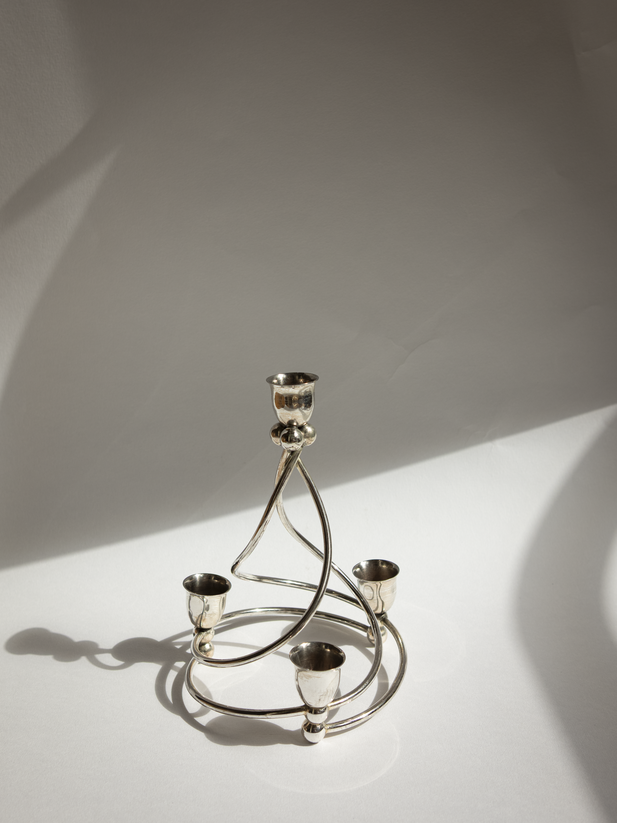 French Silver-Plated Art Deco Swirl Candelabra c. 1960s