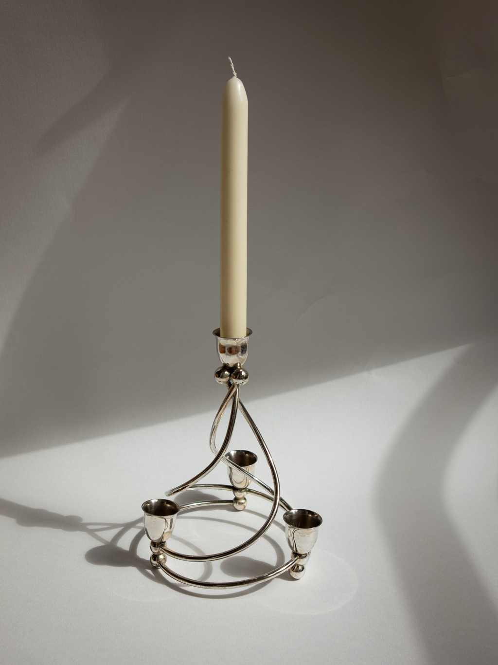 French Silver-Plated Art Deco Swirl Candelabra c. 1960s