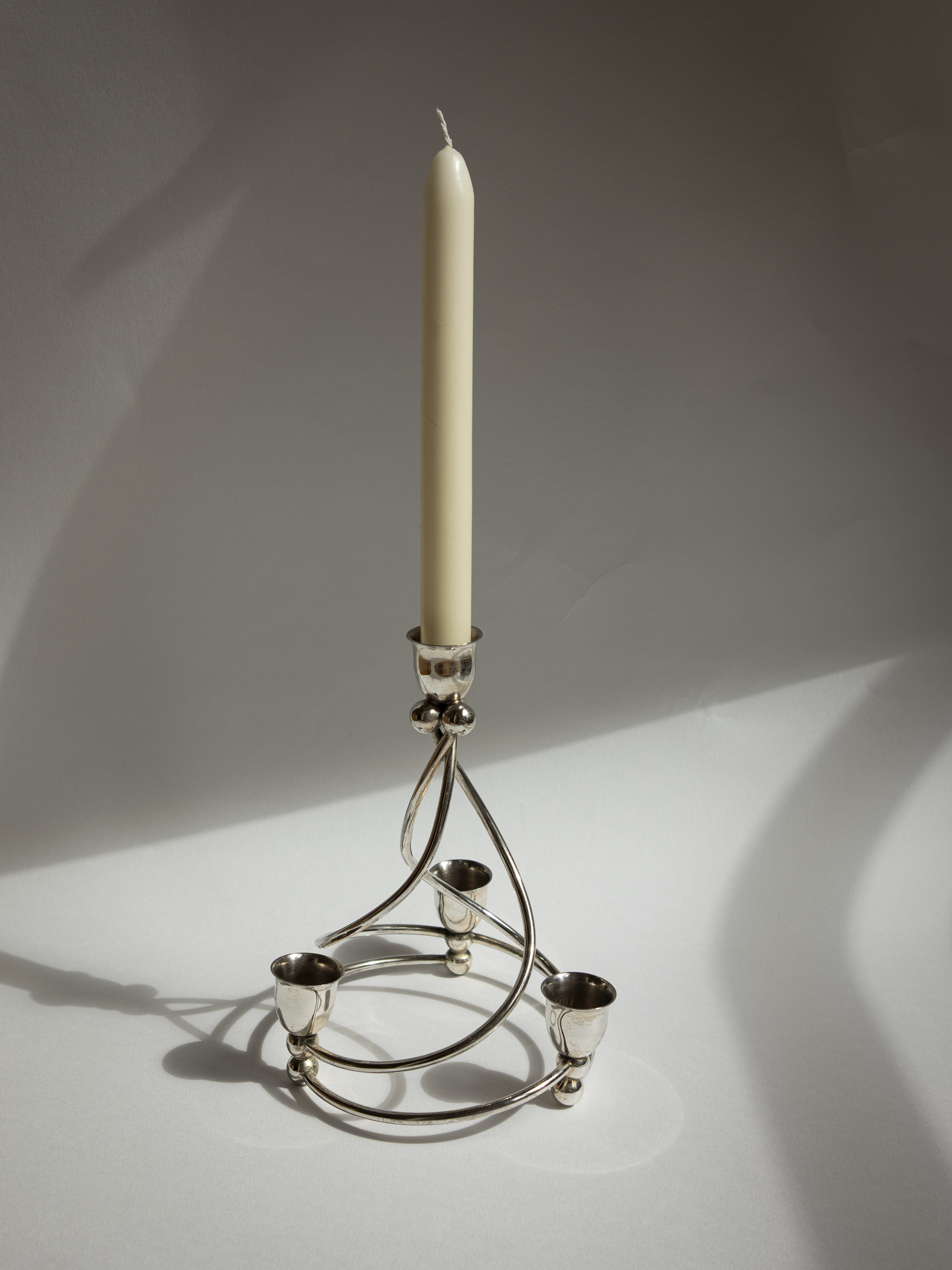 French Silver-Plated Art Deco Swirl Candelabra c. 1960s