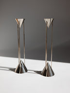 Pair of Chrome Postmodern Candlesticks by Markus Borgens for D-TEC