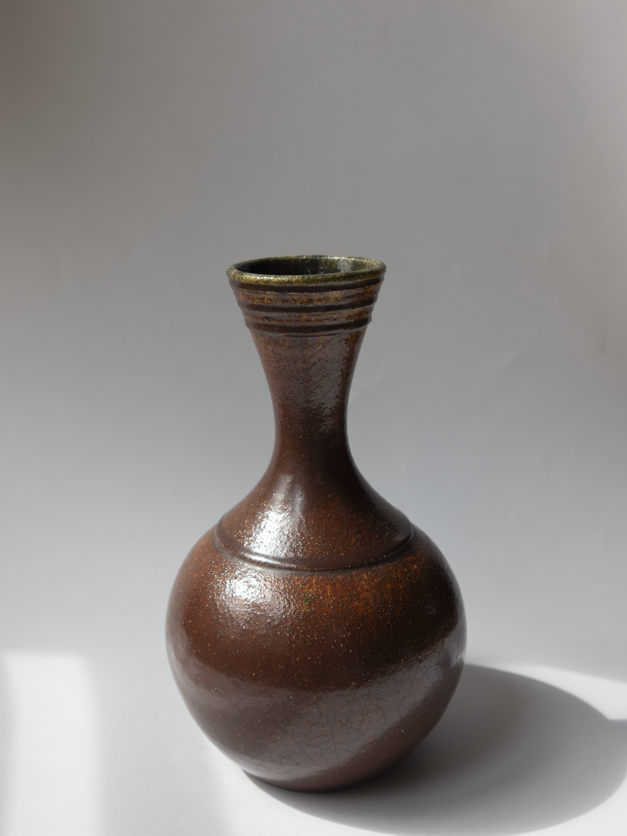 Large Accolay Potters Brown Glazed Ceramic Vase