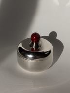 Puiforcat French Art Deco Box with Ruby Red Lacquer Finial