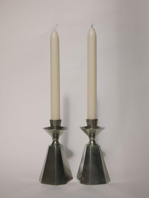 Pair of GAB Tenn Faceted Pewter Candlesticks