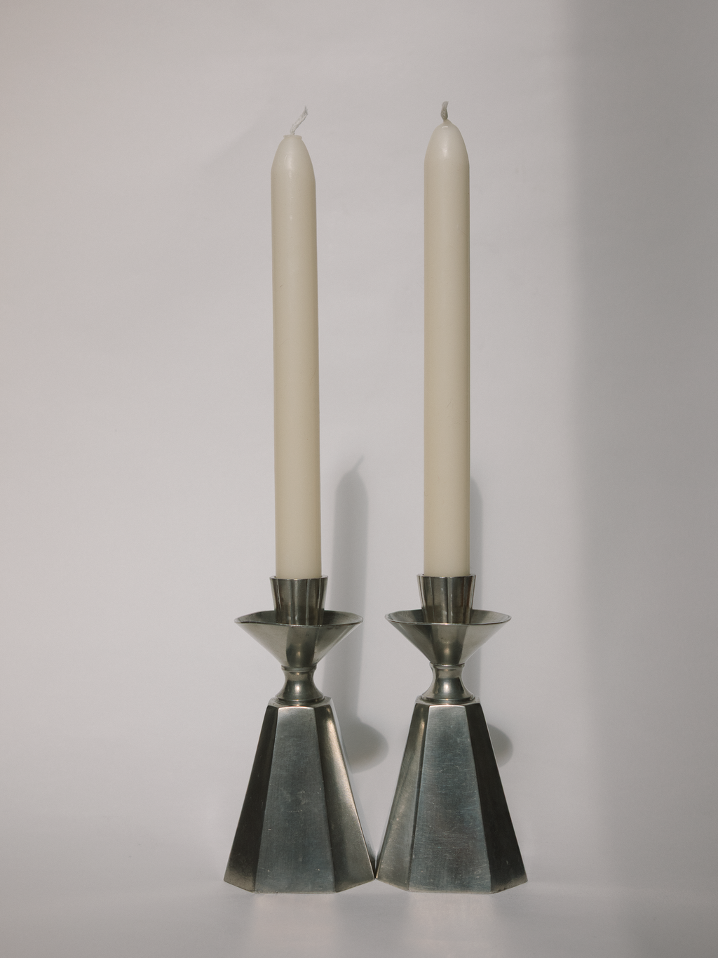 Pair of GAB Tenn Faceted Pewter Candlesticks