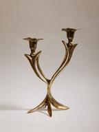French Organic Flora Brass Candleholder