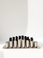 Italian Modernist "Cylinder" Chess Set in Brushed Stainless Steel