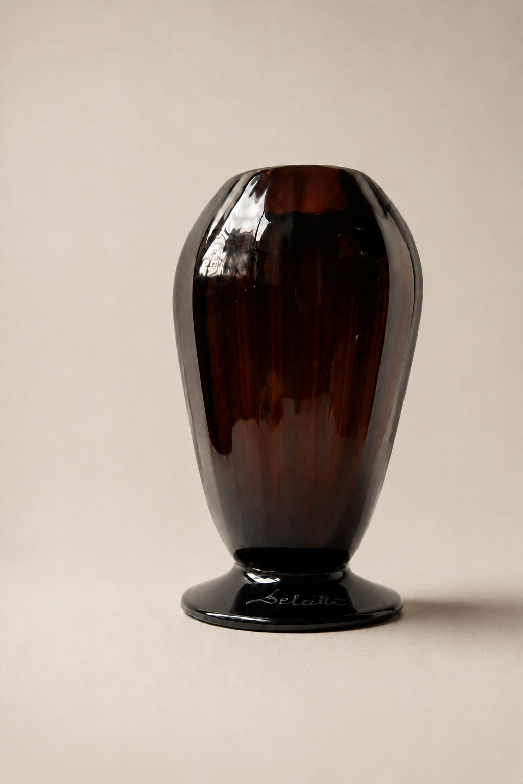 Signed André Delatte Nancy Art Deco Amethyst Glass Vase