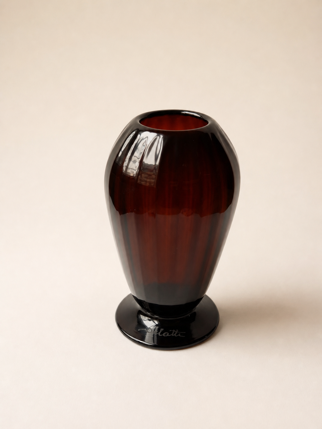 Signed André Delatte Nancy Art Deco Amethyst Glass Vase
