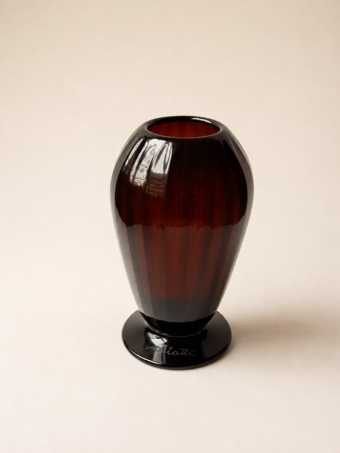 Signed André Delatte Nancy Art Deco Amethyst Glass Vase