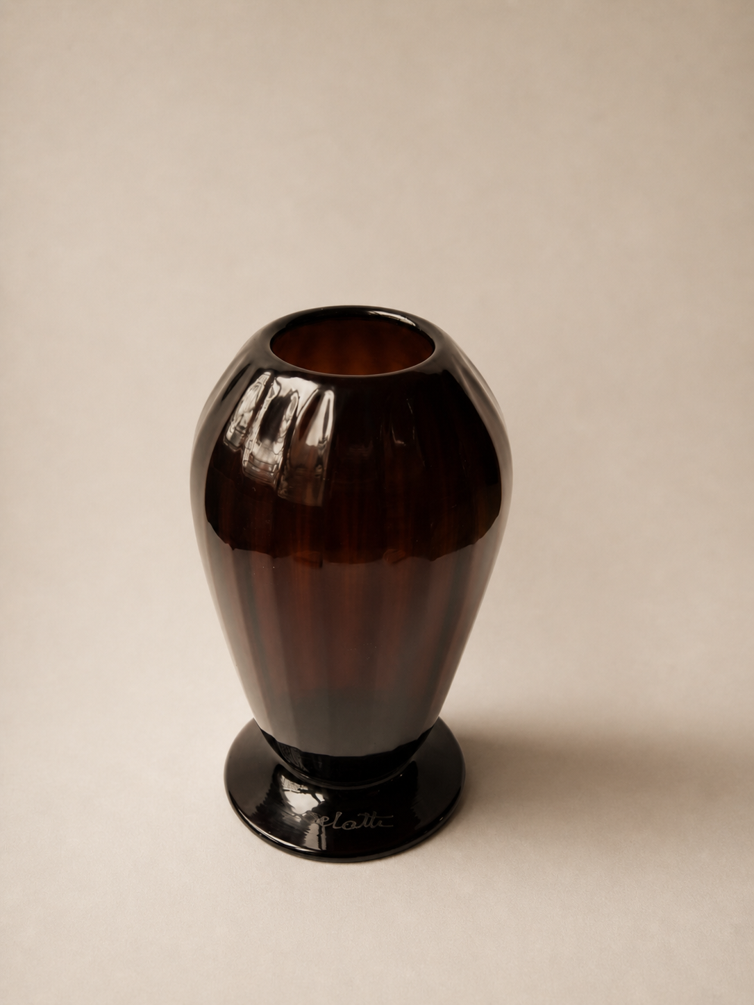 Signed André Delatte Nancy Art Deco Amethyst Glass Vase