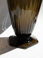 A Monumental French Art Deco Smoky Glass "Torsade" Vase by Delatte